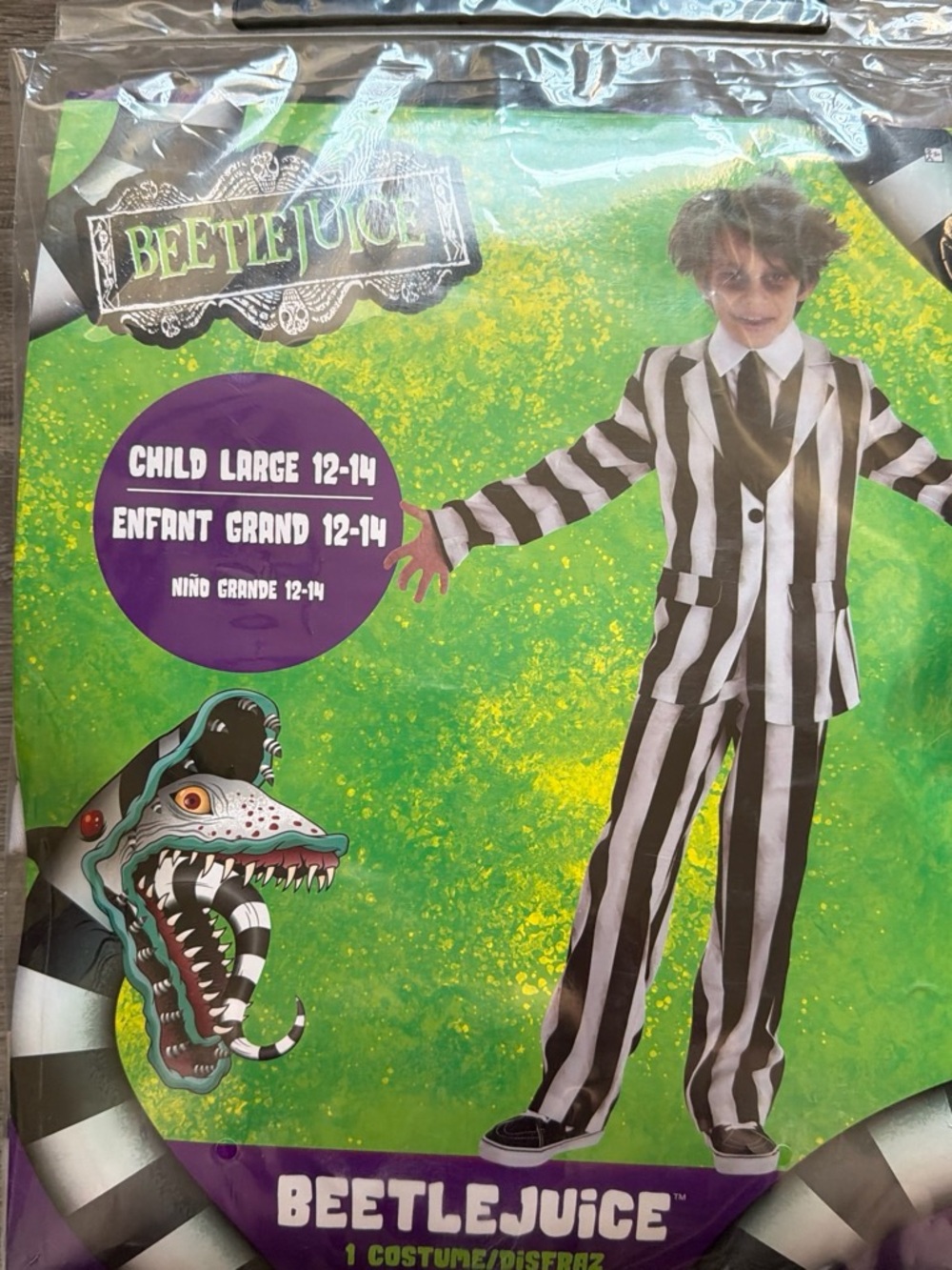 Warner Bros. Beetlejuice Kids Costume - Black & White Striped Jacket and Pants